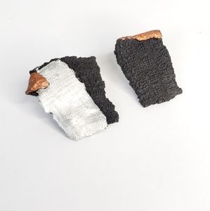 Earrings Artisan Made VTG Black Silver Pierced